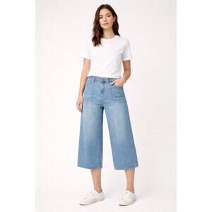 Soft Surroundings Wide Leg Crop Stretch Capri Jean High Waist 18 Light Wash